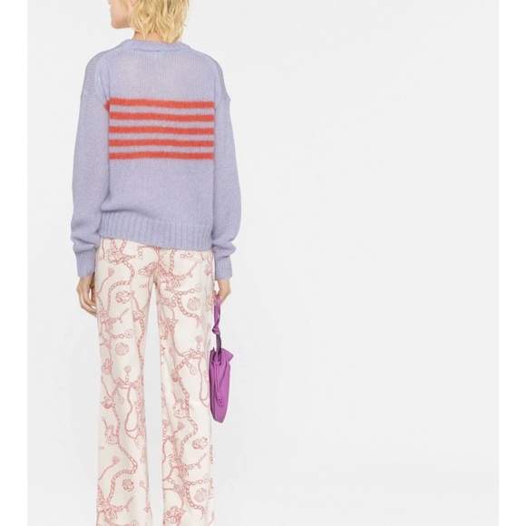 GANNI crew-neck striped long-sleeve jumper XS - Picture 2 of 6